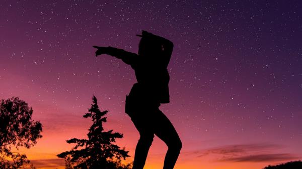 Silhouette Starry Sky Dark Wallpaper