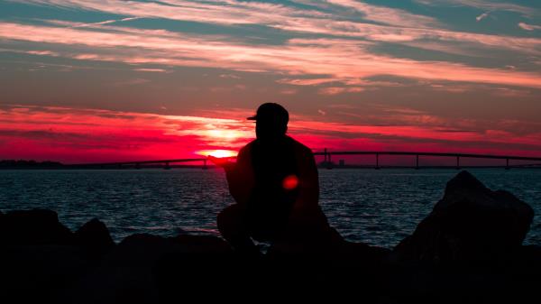 Silhouette Sunset Night Wallpaper