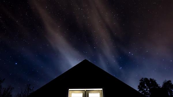 Starry Sky Roof Night Window Wallpaper