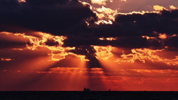 Sunset Sea Clouds Wallpaper