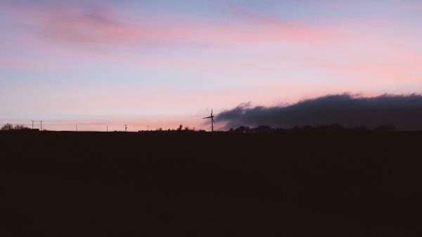 Sunset Sky Wind Generator Wallpaper