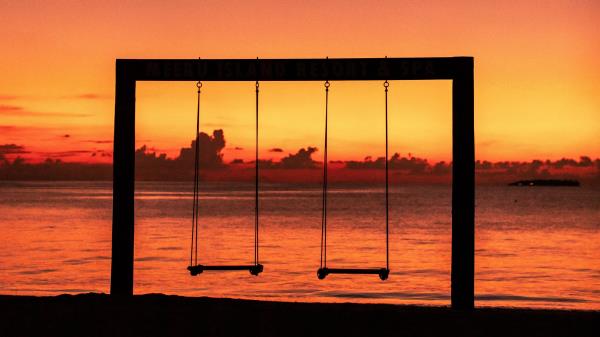 Swing Sunset Silhouette Wallpaper