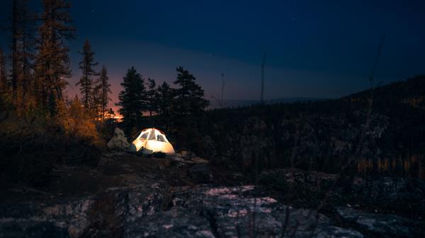 Tent Starry Sky Night Wallpaper