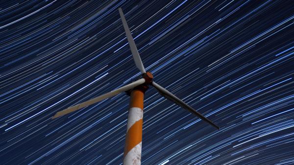 Wind Turbine Structure Starry Sky Wallpaper