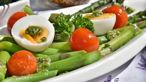 Asparagus Tomatoes Eggs Wallpaper