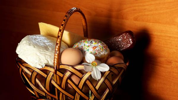 Basket Easter Sausage Cheese Eggs Wallpaper