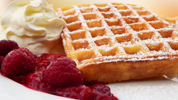 Belgian Waffles Powder Raspberry Cream Jam Wallpaper