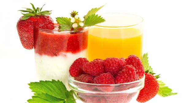 Berries Raspberries Strawberries Dessert Juice Wallpaper