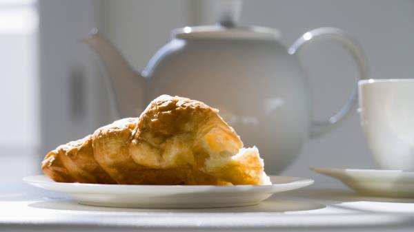 Breakfast Croissant Teapot Cup Wallpaper