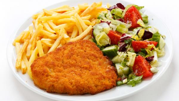 Burger Fries Salad Plate Wallpaper