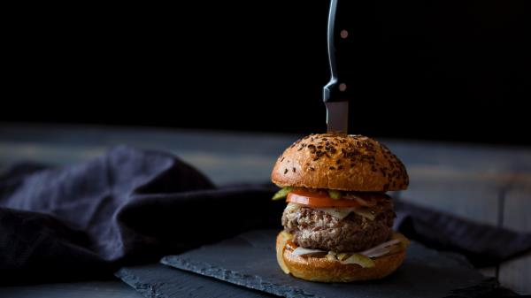 Burger Hamburger Buns Meat Knife Wallpaper