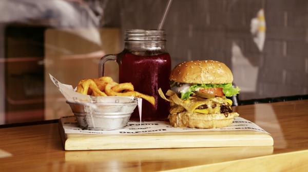 Burger Hamburger French Fries Fast Food Drink Wallpaper