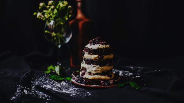 Cake Dessert Blackberries Raspberries Cream Wallpaper
