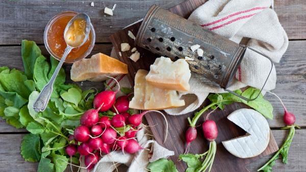 Cheese Radish Honey Vegetables Jam Still Life Wallpaper