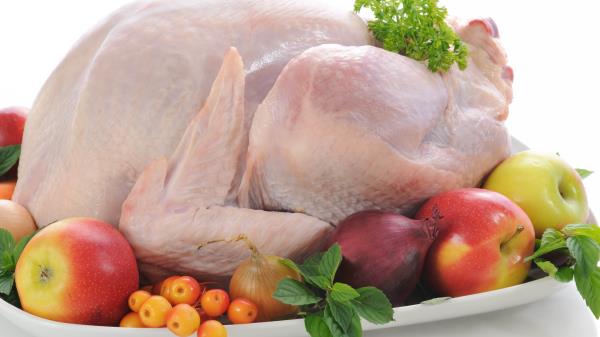 Chicken Dishes Table Plate Fruit Vegetables White Background Meat Wallpaper