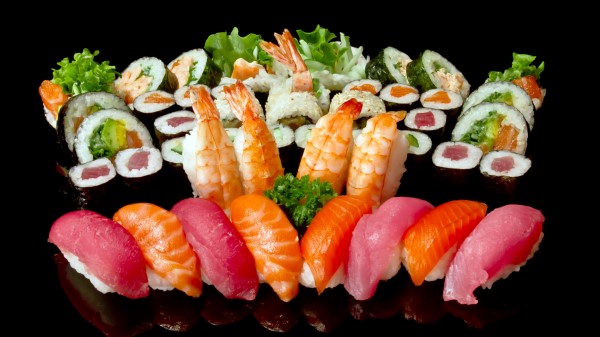 Rolls Sushi Plate A Lot Seafood wallpaper