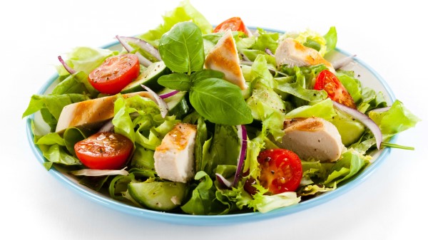 Salad Greens Tomatoes Plate White Background wallpaper