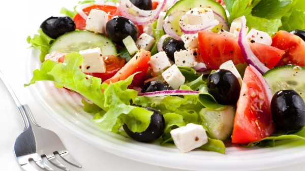 Salad Olives Fork Close Up wallpaper