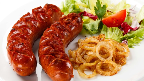 Sausages Salad Onion Wallpaper