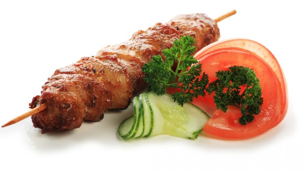 Skewers Cucumber Tomato White Background Wallpaper