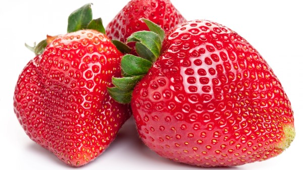 Strawberry Close Up White Background Wallpaper