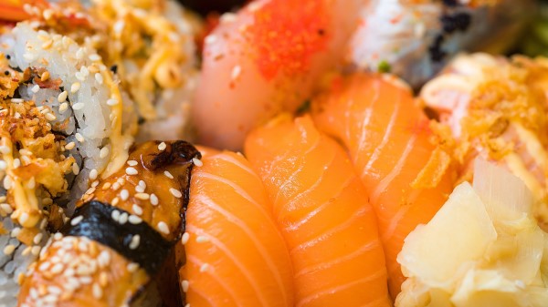 Sushi Rolls Fish Rice Sesame Wallpaper