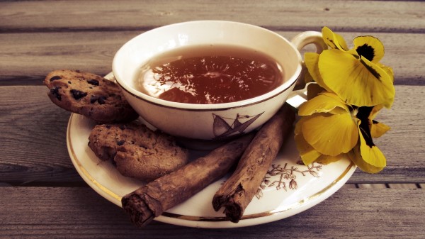 Tea Cup Cinnamon Flowers Cookies Oat Wallpaper