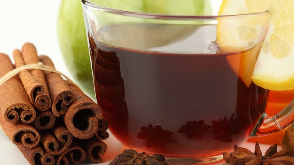 Tea Fruit White Background Cinnamon Cup Close Up Wallpaper