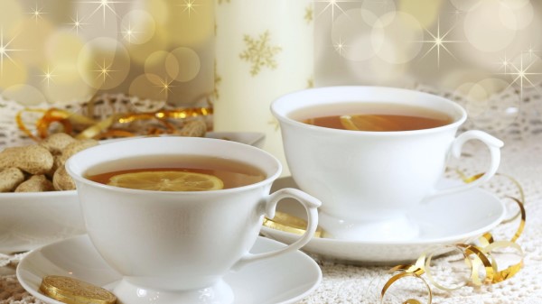 Tea Lemon White New Year Wallpaper