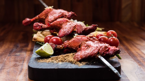 Vegetables Meat Chicken Skewers Wallpaper