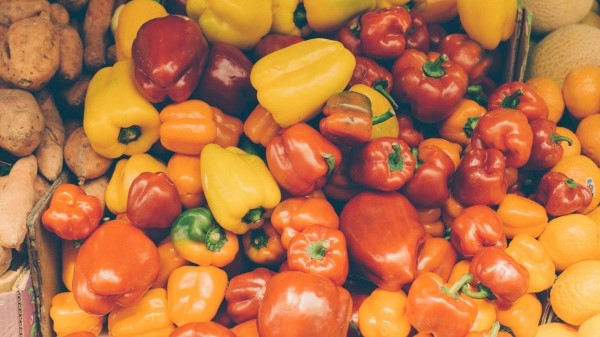 Vegetables Peppers Carrots Fruit Oranges Cantaloupe Wallpaper