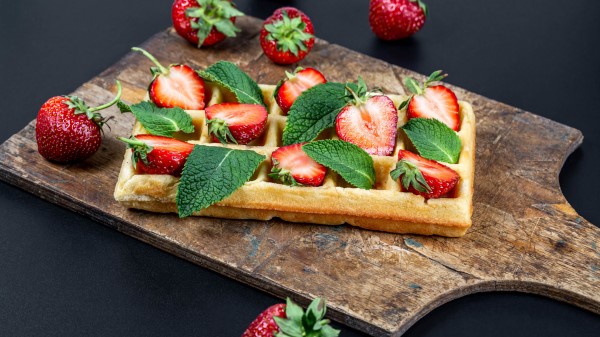 Viennese Waffles Waffles Strawberries Wallpaper