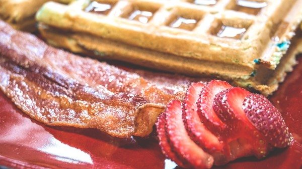 Wafers Strawberries Bacon Breakfast Wallpaper