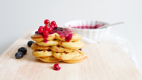 Waffles Jam Berries Breakfast Wallpaper