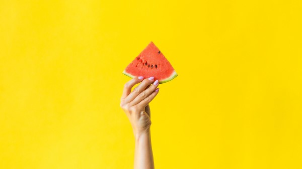 Watermelon Hand Yellow Wallpaper