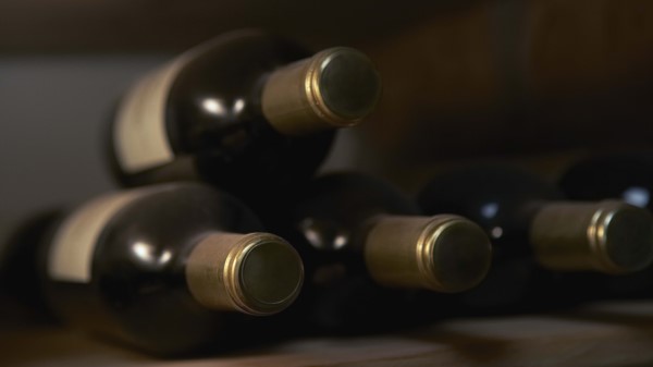 Wine Bottles Shelves Basement Wallpaper