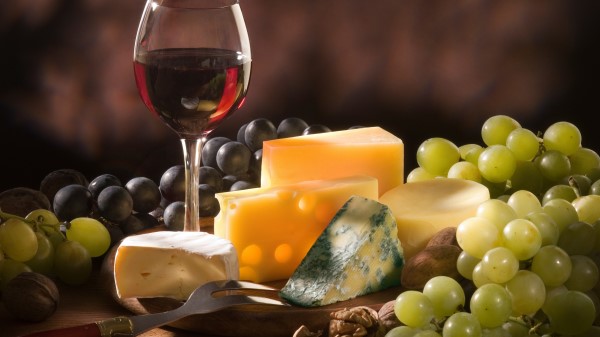 Wine Grapes Cheese Variety Wallpaper