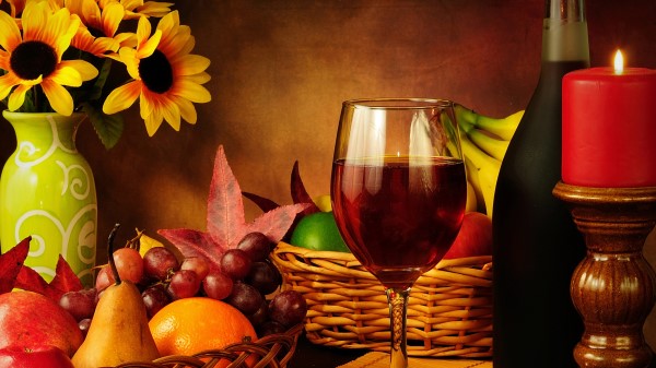 Wine Table Autumn Composition Food Wallpaper