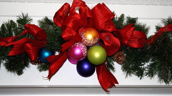 Christmas New Year Needles Christmas Decorations Ribbon Decoratio Wallpaper