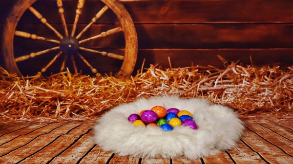 Easter Eggs Nest Hay Wallpaper