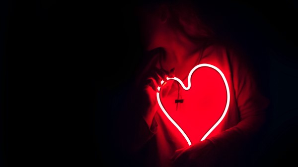 Heart Neon Light Hands Wallpaper