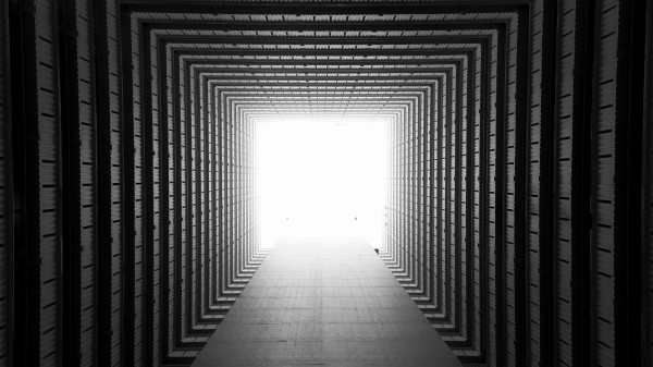 Corridor Symmetry Geometry Wallpaper