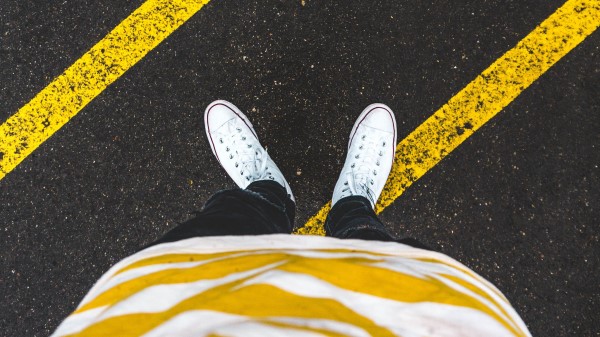 Legs Asphalt Marking Wallpaper