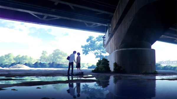 Anime Couple Meeting Under Bridge 4k V5 wallpaper