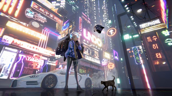 Anime Girl Time In A City 4k V2 wallpaper