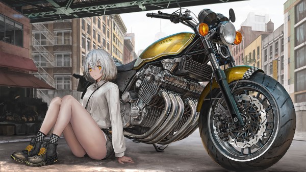 Anime Girl With Bike I9 wallpaper