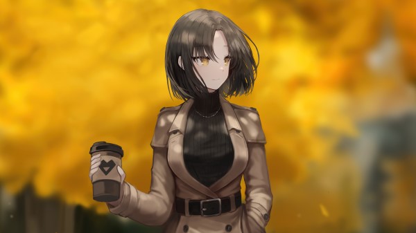 Anime Girl With Coffee Mug 4k Ug wallpaper