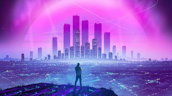 Black Lights Of City Synthwave 4k M9 wallpaper