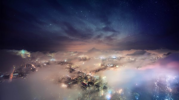 Cosmic New York City wallpaper
