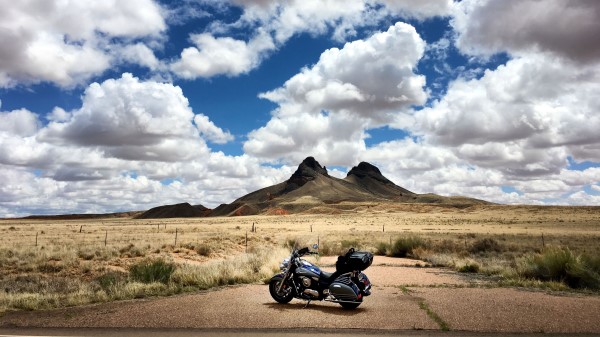 Motorcycle Mountains Desert Wallpaper